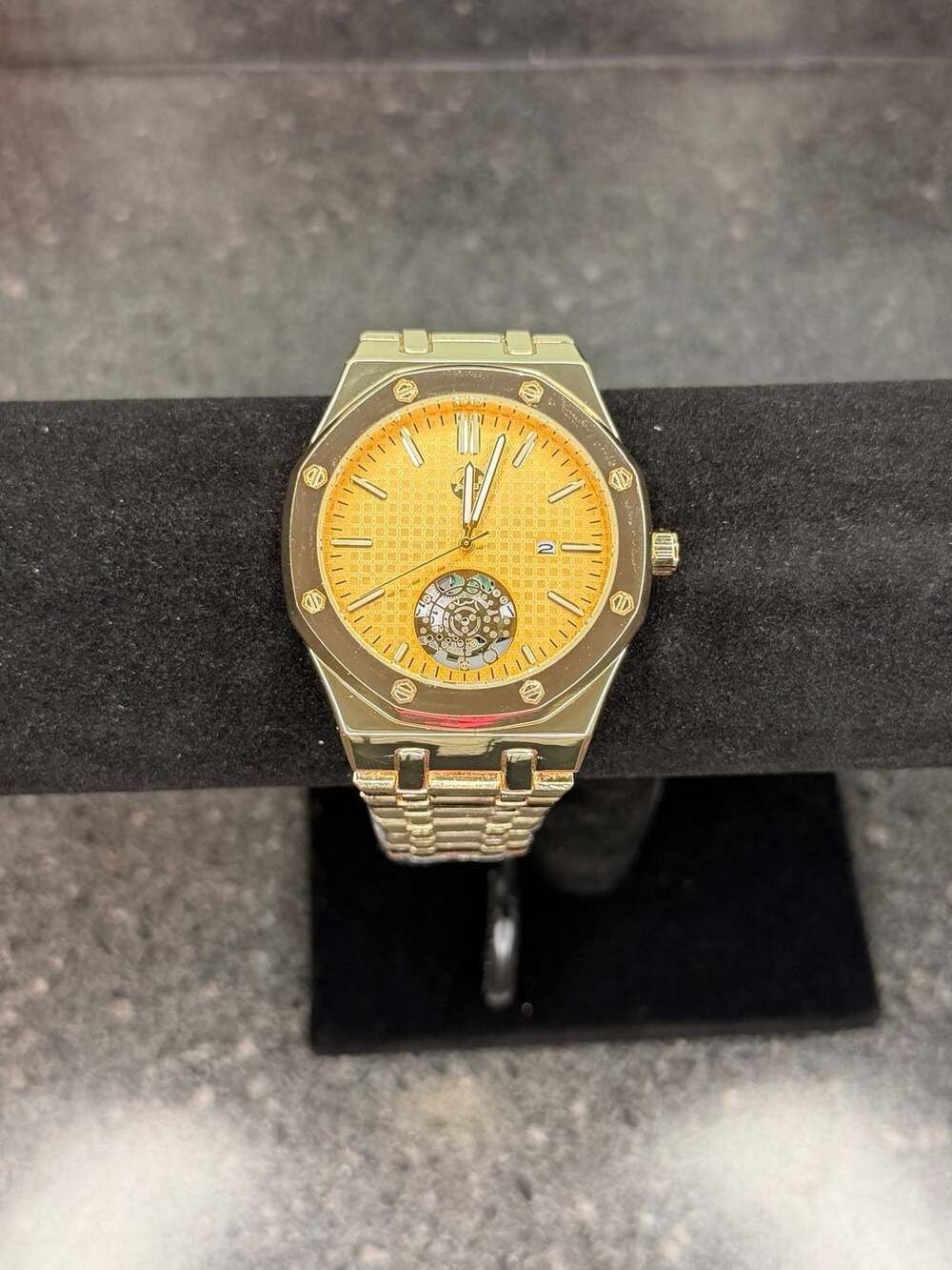 American Jewel Gold Octagon Open Heart Automatic Watch